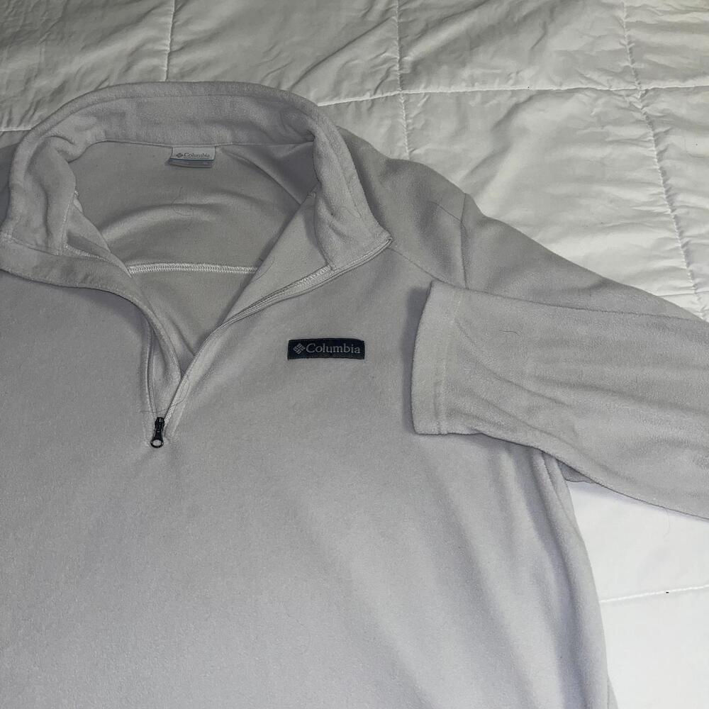 Columbia Fleece Quarter Zip Light Gray Pullover Fleece Men’s XL Fleece Jacket